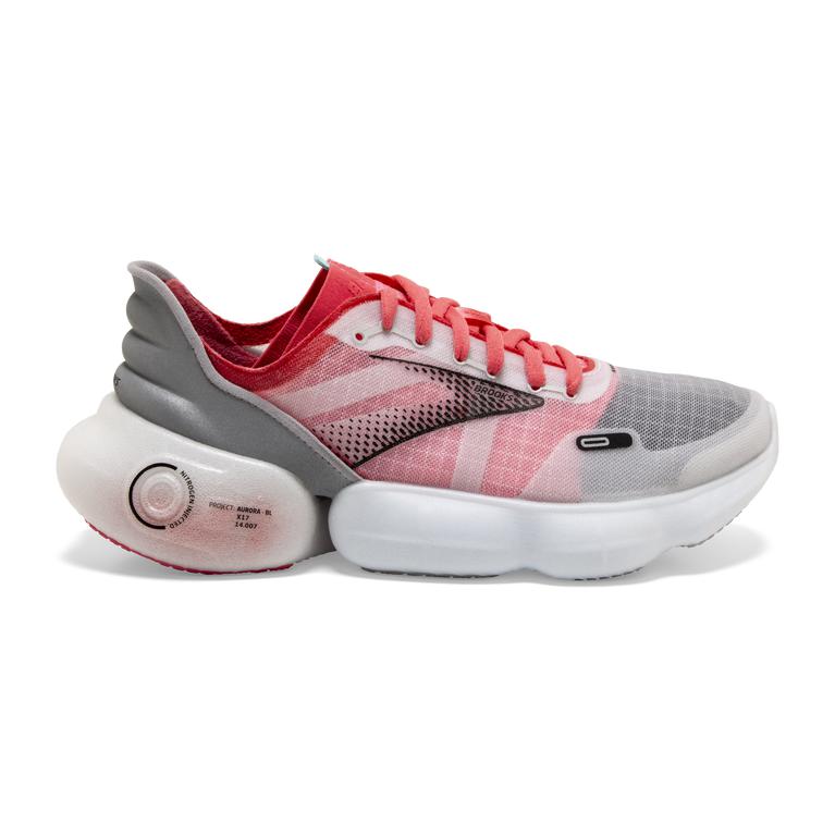 Brooks Aurora-BL Road Running Shoes - Women's - Grey/Coral/Black (74860-YSHM)